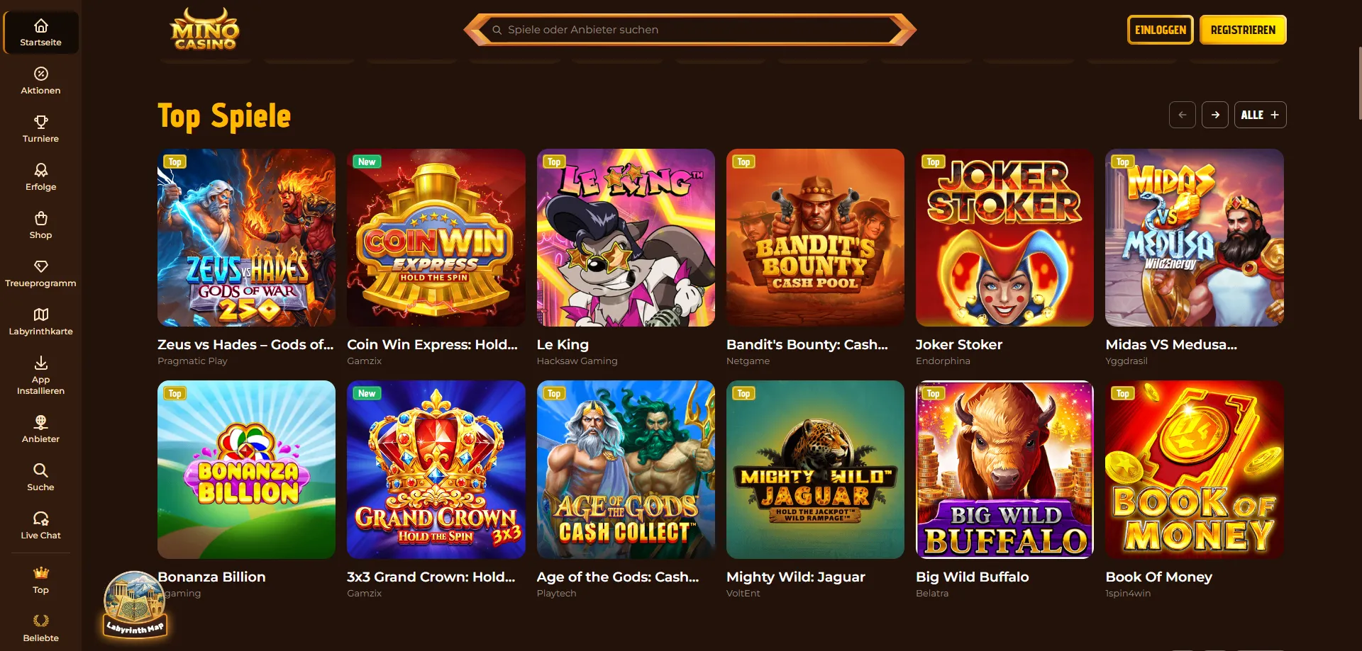 Slot machine online su Mino Casino — oltre 9000 titoli disponibili