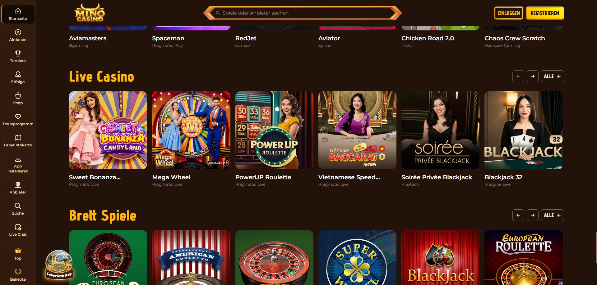 Tavoli live dealer su Mino Casino — Evolution e Playtech in streaming